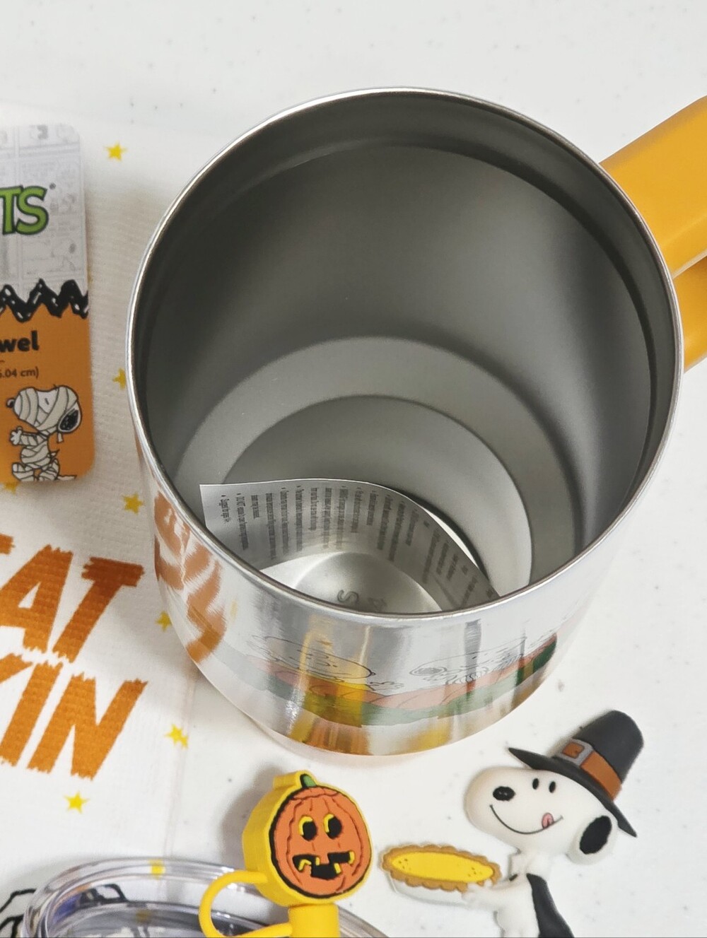 Peanuts Snoopy Great Pumpkin 40 oz Tumbler Cup Handle Straw Topper Towel Magnet - Picture 6 of 16